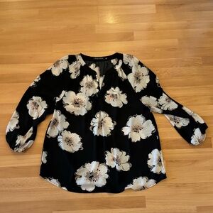 Ivanka Trump Black and Cream Floral Blouse